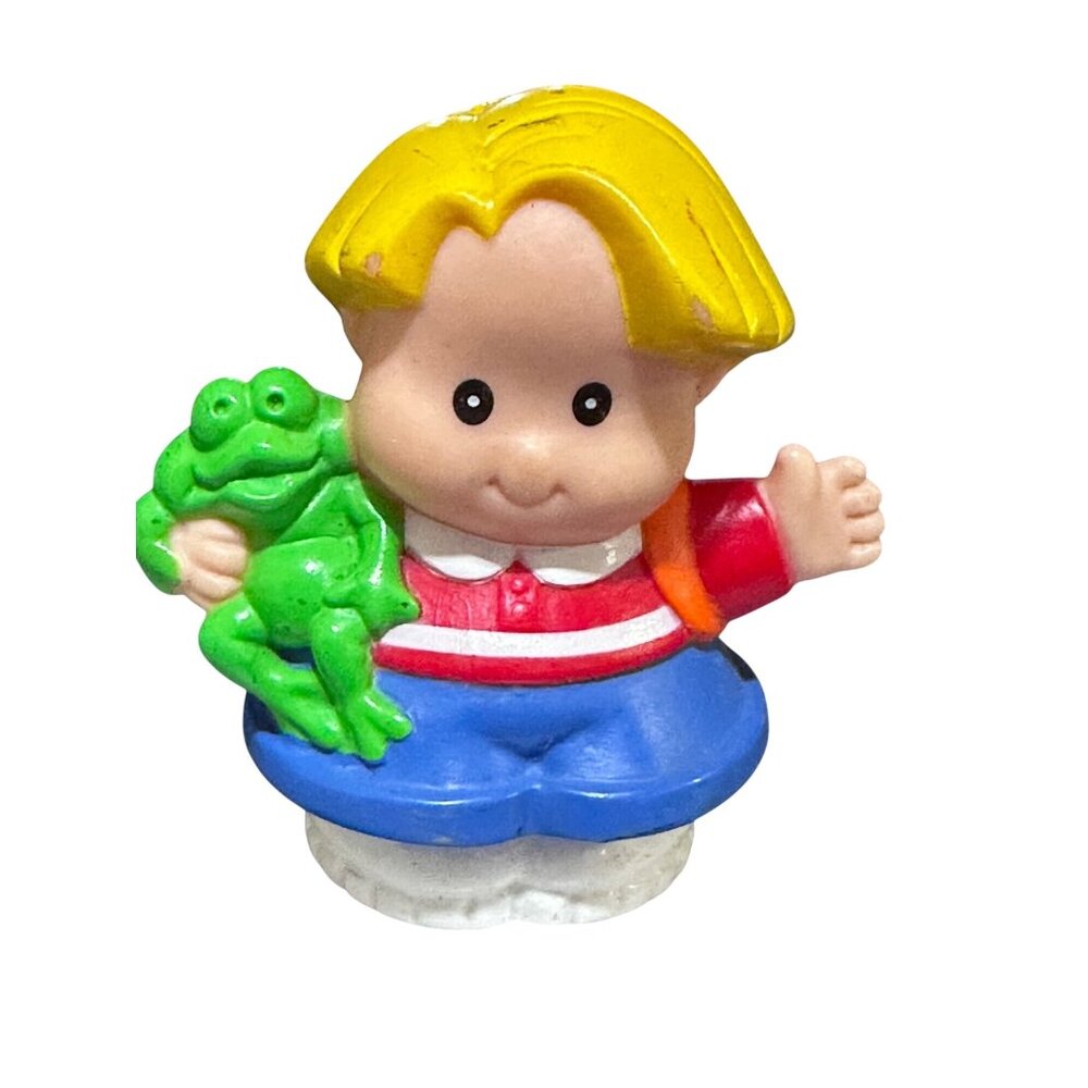 Vintage Fisher-Price Little People Eddie Figure Holding Frog 2002 Collectible To